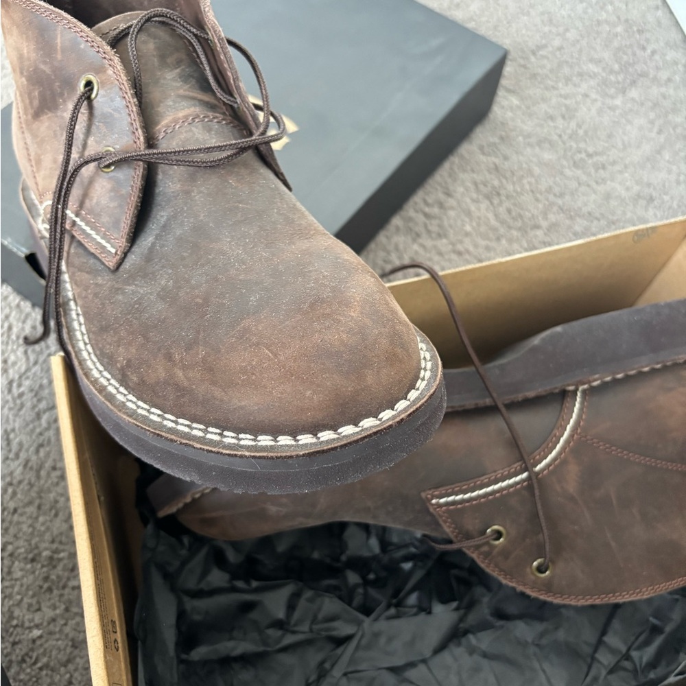 UGG Men's Brown Leather Boots - Picture 3 of 4